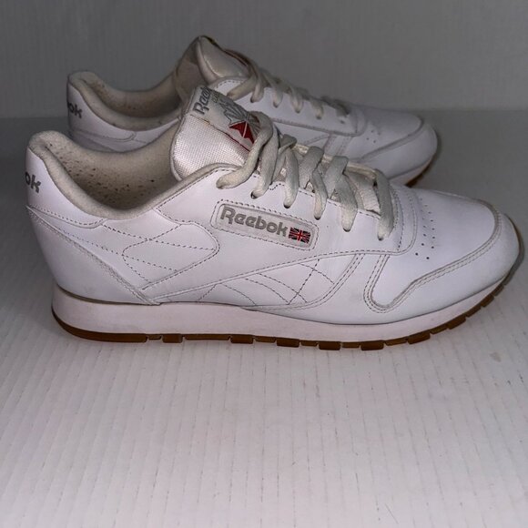 Reebok‎ Classics Womens 8.5 White Leather Lace Up Sneakers Athletic Shoes - Picture 2 of 8